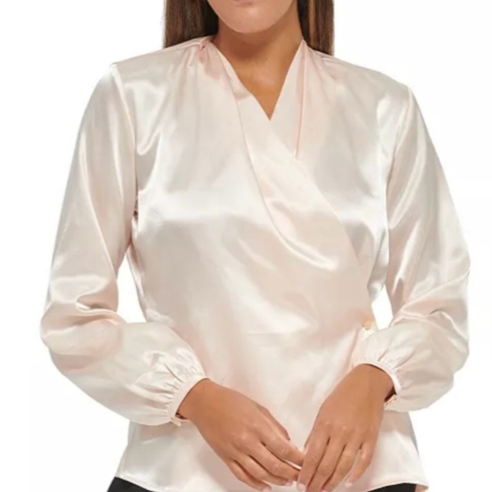 Calvin Klein Satin Wrap Blouse